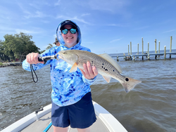 Huge redfish reeled in while jigging on a cloudy day!