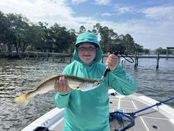 Big Spotted Weakfish reeled in during a partly cloudy day in Milton!