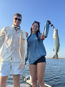 Nice redfish and speckled trout using jigging and trolling techniques today!