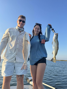 Nice redfish and speckled trout on light tackle today! Clear conditions made for some exciting fishing.