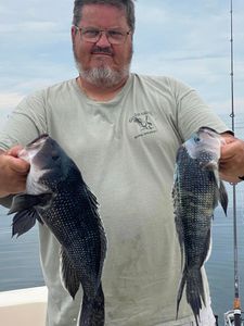Two sea bass caught at Barnegat Light