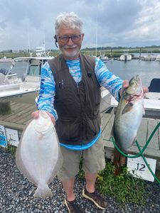 Two bluefish caught while fishing at Barnegat Light