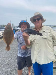 Two summer flounder caught fishing at Barnegat Light
