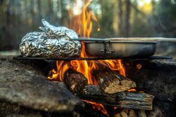 Cozy campfire cooking.