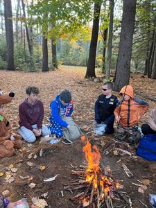 Chilly campfire gathering.