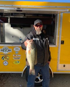 Beautiful day fishing! Bass fisherman