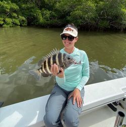 Photograph of a 16-inch sheepshead fish caught while fishing in FL