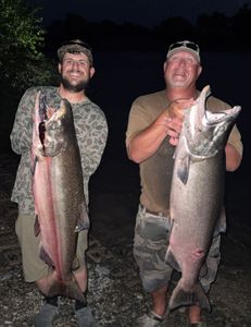 Two coho and chinook salmon caught while fishing in Arbuckle