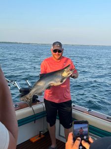 Lone angler fishing in New York