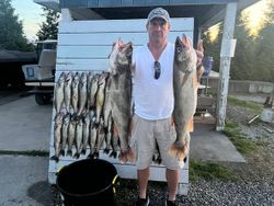 Fishing catch display showing walleye and salmon from Port Clinton OH
