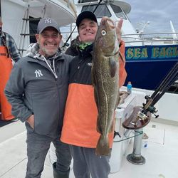 Two anglers with one big 28-inch fish in Belmar