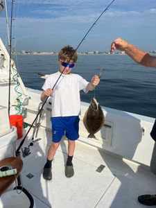 California flounder caught fishing in Belmar NJ on boat deck