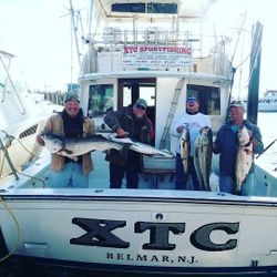 Three striped bass fish caught in Belmar