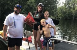 Successful goldfish fishing trip on boat in Homosassa FL with catch displayed
