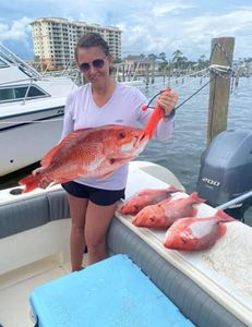 Reeling in a prized Northern Red Snapper catch!