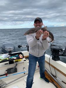 Fisherman with one 17-inch fish in Nanaimo