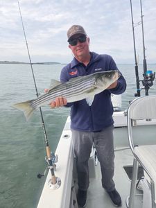 A striped bass caught while fishing in Winthrop