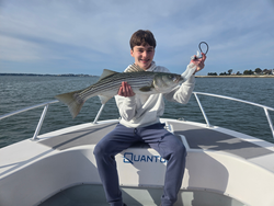 Nice striped bass caught using multiple techniques in Winthrop waters!