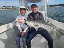 Nice striped bass caught using multiple techniques in Winthrop!