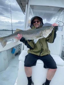 Striped bass caught by angler in Winthrop