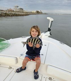 A sheepshead fish caught while fishing in Jacksonville