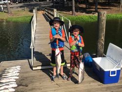 Two anglers enjoying a fishing trip at Lake Murray