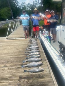 Five bass caught while fishing at Lake Murray