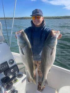 Two striped bass caught while fishing in Pottsboro