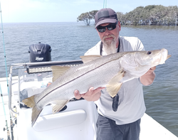 Reeled in a whopper while out on the water.