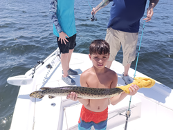 Big Spotted Gar reeled in on a clear day at Bayport Park!