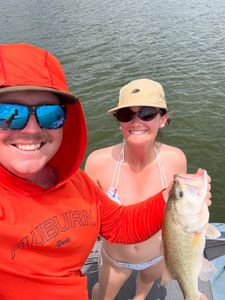 Bass fishing catch on boat in Fort Worth TX waters