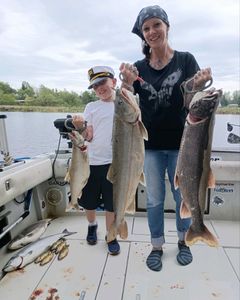 3 large lake trout caught in NY while fishing and hunting
