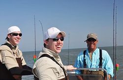 Three people fishing in Port O'Connor