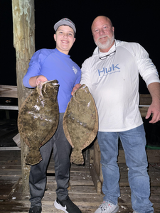 Nice pair of Southern Flounder brought in with light tackle jigging under clear skies!