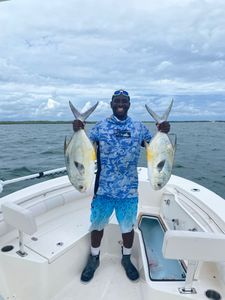 2 Horse-Eye Jack and African Pompano fish caught in FL