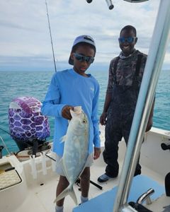 Photograph of a single blue runner fish caught while fishing in FL