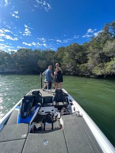 Two people fishing at Buchanan Dam