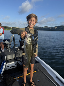Reeling in a Florida Bass at Buchanan Dam on a clear day!