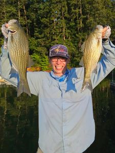 Picture-perfect striper haul on the lake