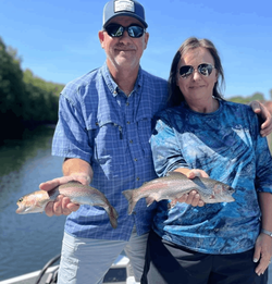 Two rainbow trout caught while fishing in Missouri
