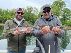 Two rainbow trout caught fishing in Missouri