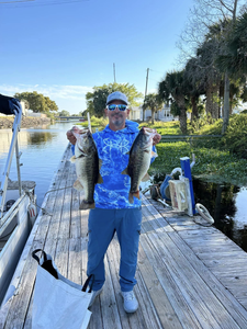 Two largemouth bass, 17 inches each, caught while fishing in Palmetto Bay
