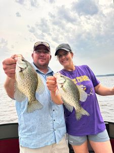Two crappie fish caught in Sabine Parish