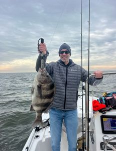 Huge Sheepshead catch, big grin!