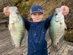 Two crappie and white crappie fish caught at Cave Spring