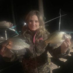 Two fish caught in Cave Spring during a fishing and hunting expedition.