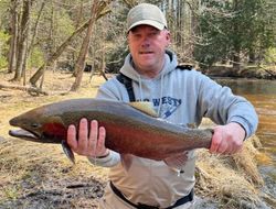 Photograph of a 24-inch pink salmon caught while fishing in MI
