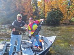 Two pink salmon caught during a fishing trip in MI