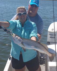 Two anglers with a big 21-inch fish in San Leon