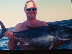 Photograph of a single Atlantic Bonito, a 22-inch fish caught while fishing in MA.